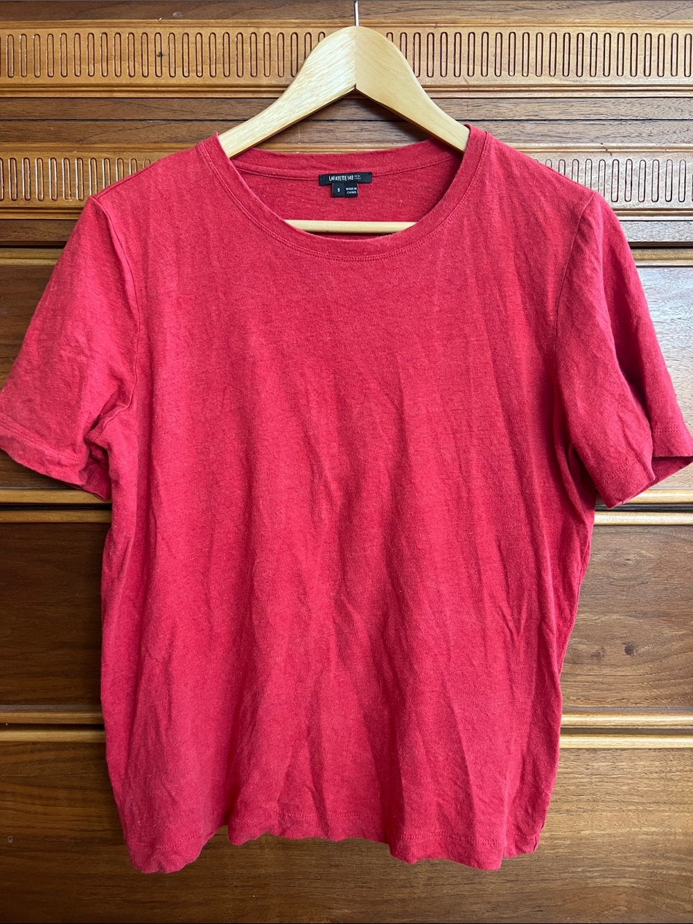 Lafayette 148 New York Linen & Cotton Blend Red T Shirt